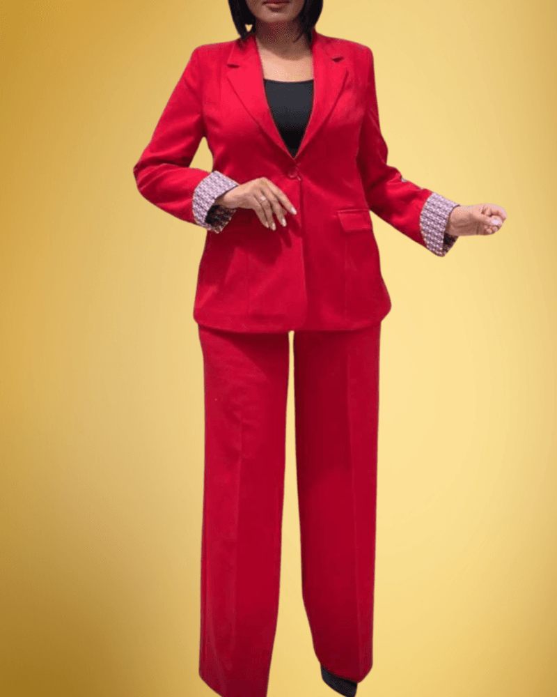Tailleur Pantalon Femme – Puissance & Élégance en Rouge Passion