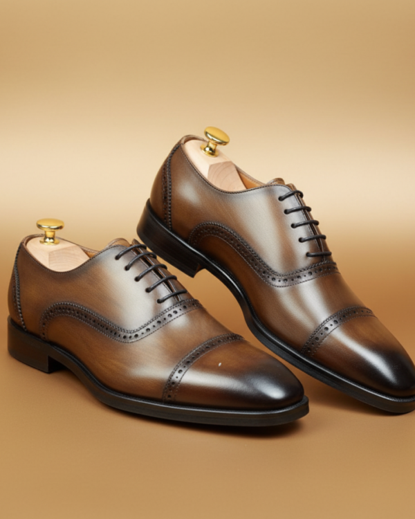 Richelieu Prestige Cuir Marron – Finition Patinée