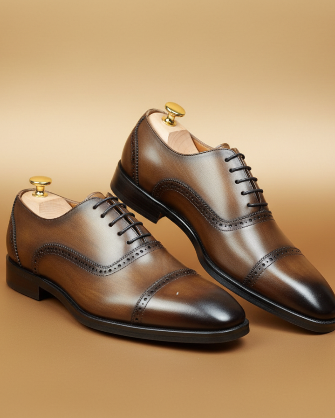 Richelieu Prestige Cuir Marron – Finition Patinée