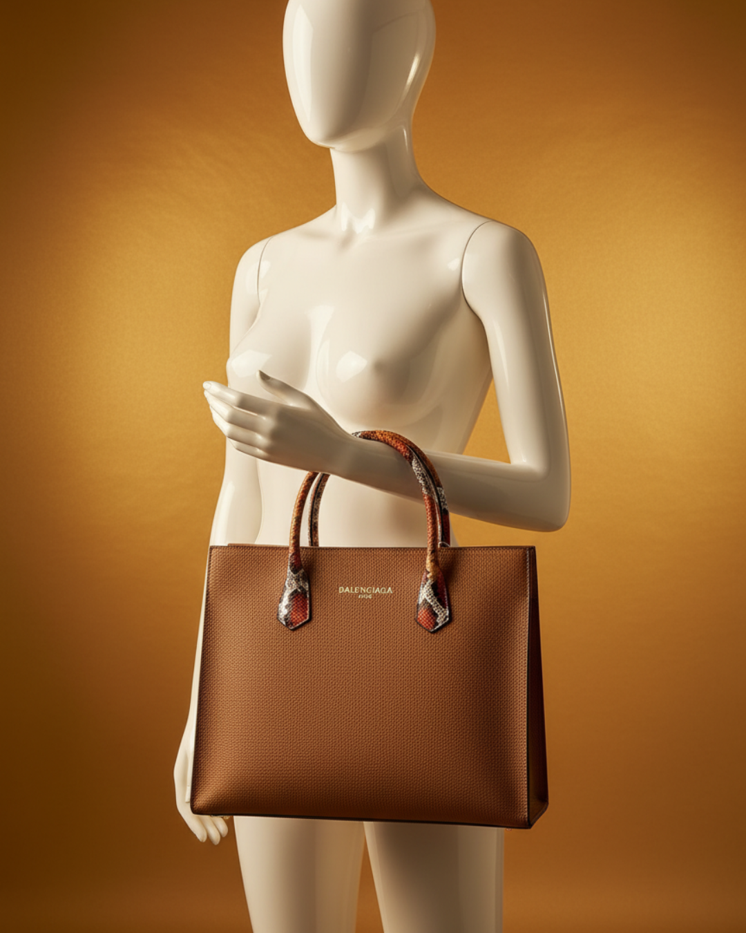 Sac Cabas Chic – Camel & Anses Python – Image 2