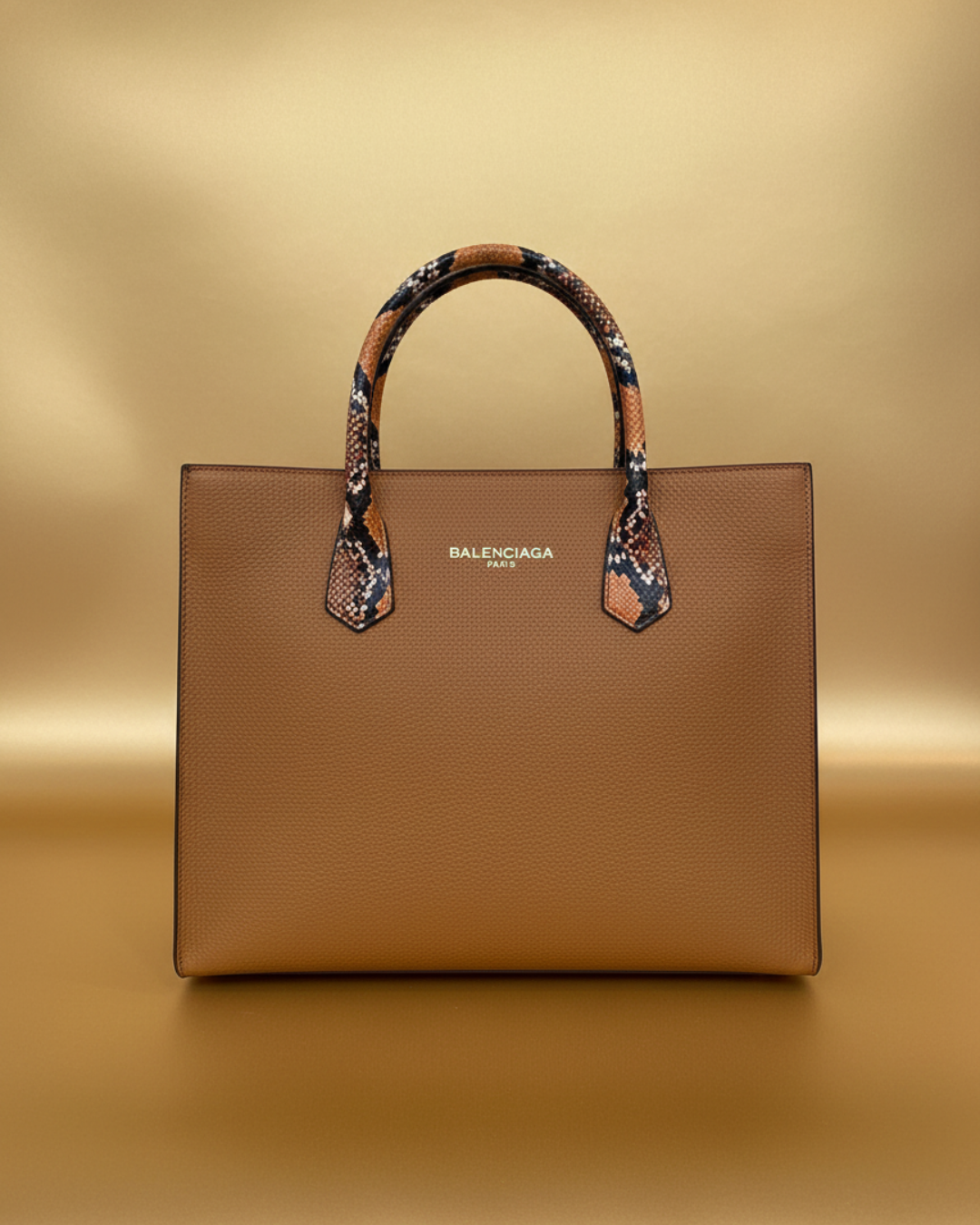 Sac Cabas Chic – Camel & Anses Python