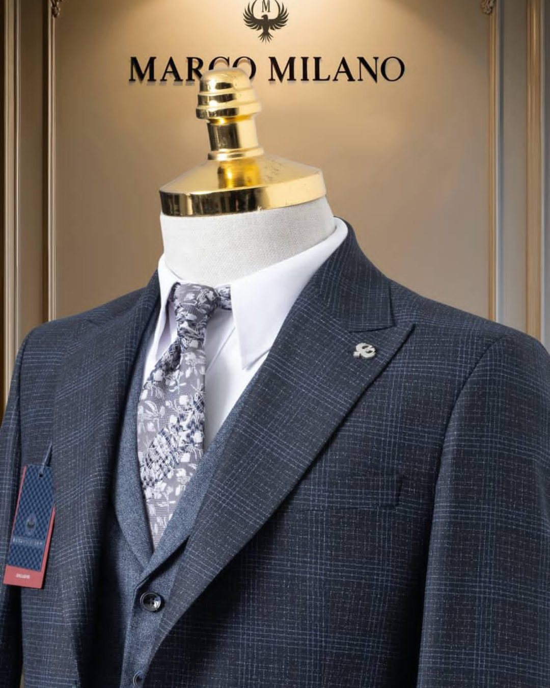 Costume Marco Milano – Bleu Texturé Élégance Royale