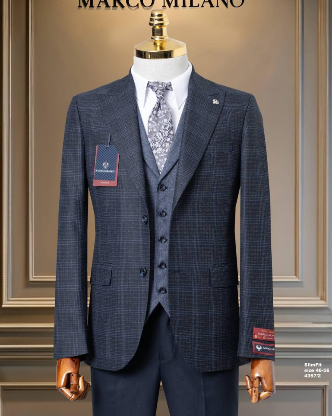 Costume Marco Milano – Bleu Quadrillé Prestige