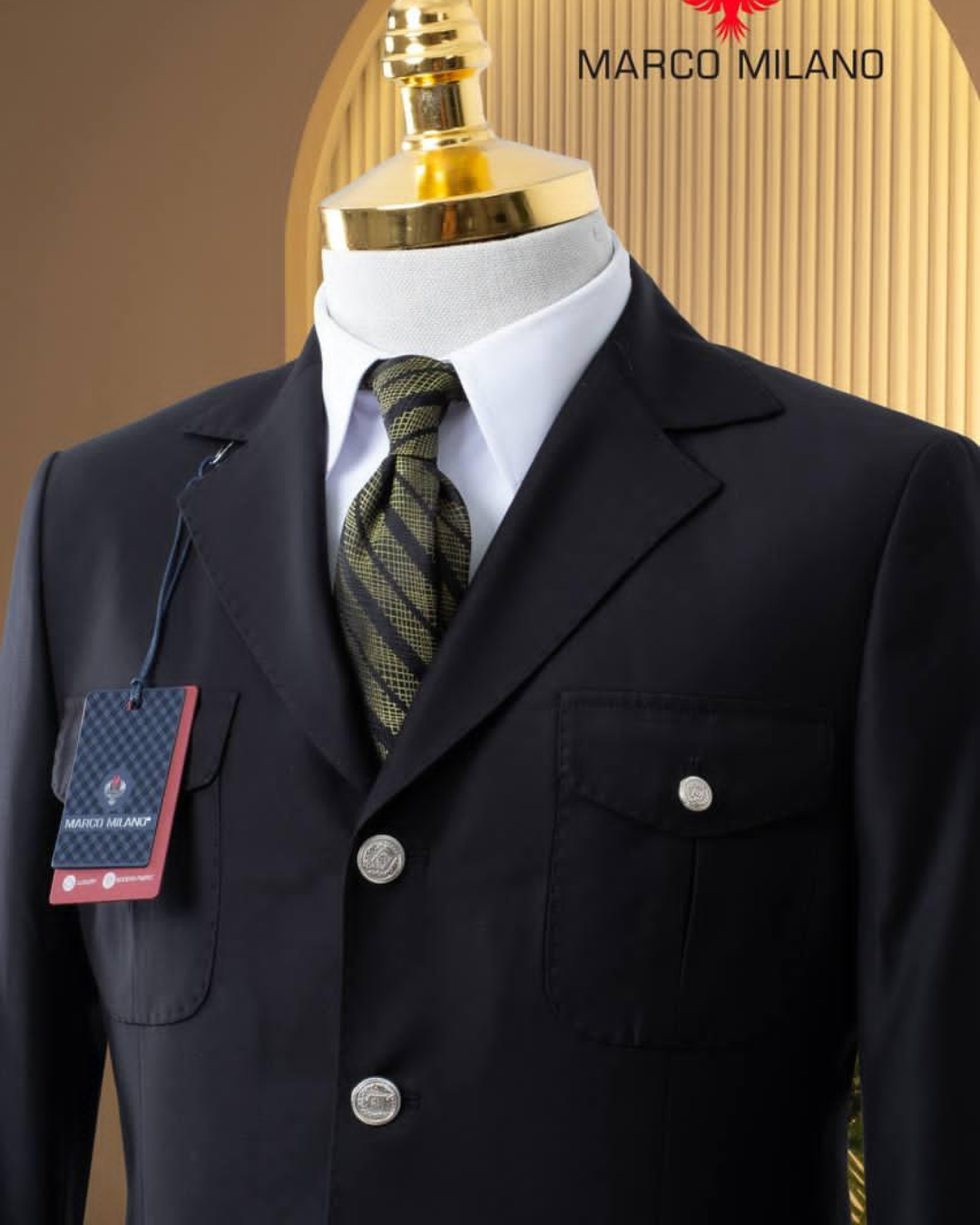 Costume Marco Milano – Navy Classico Boutons Argent
