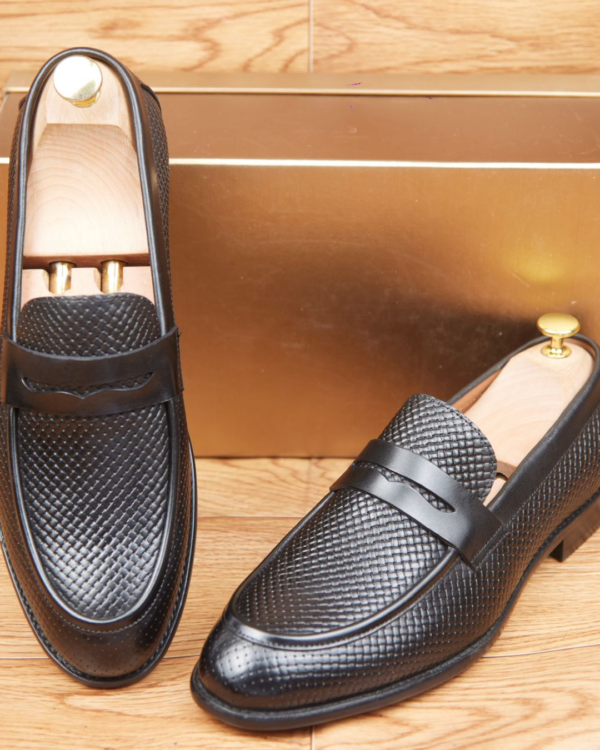 Mocassins Black Texture Élégance – Cuir Texturé Premium