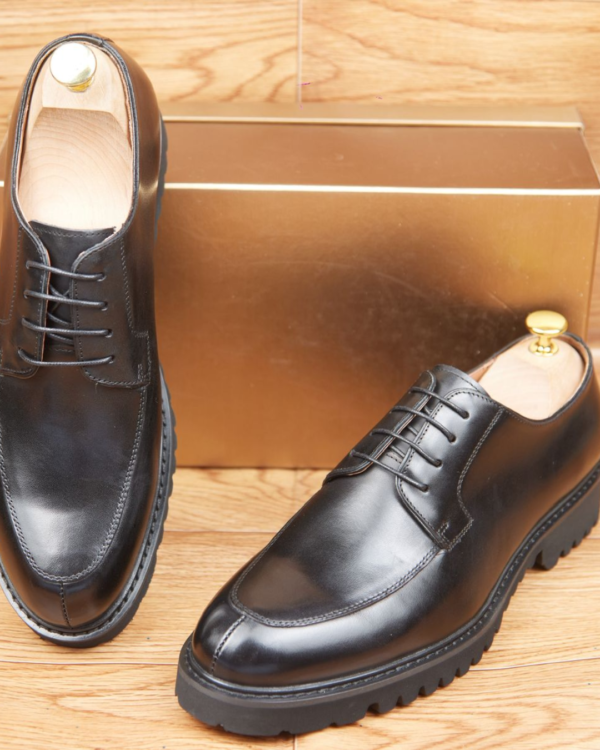 Derbies Urban Black – Cuir Lisse & Semelle Épaisse Premium