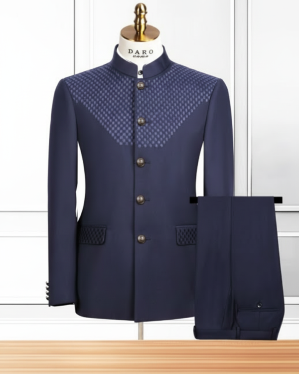 Ensemble Costume Homme Col Mao Bleu Nuit – Daro Uomo Prestige