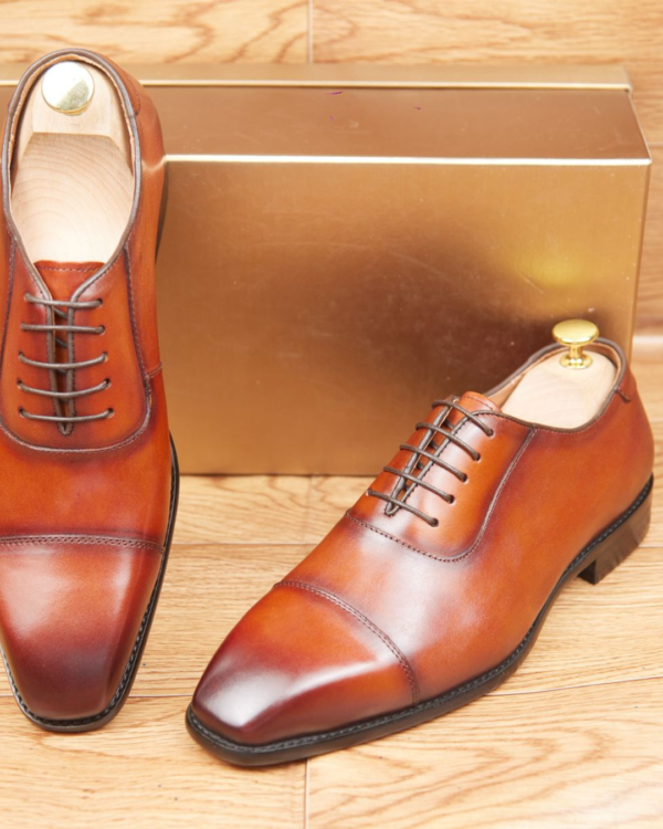 Richelieus Milano Cognac – Cuir Lisse Patiné Bout Droit